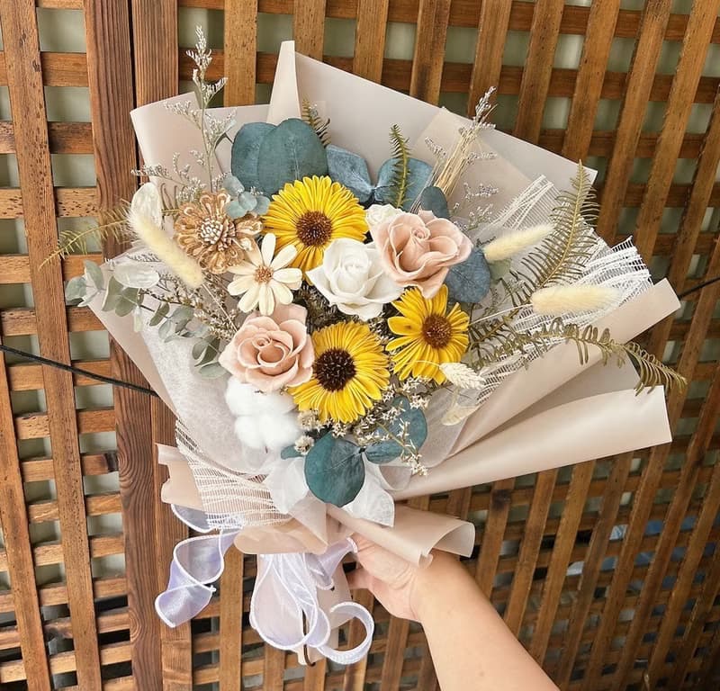 午後陽光 永生花束 向日葵 畢業 畢業花束 畢業季 附提袋