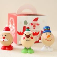 木製聖誕發條跳跳玩具 - 聖誕老人 糜鹿 雪人