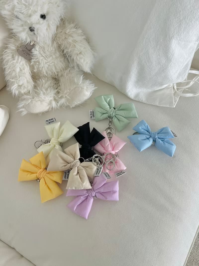 double ribbon keyring_pastel green