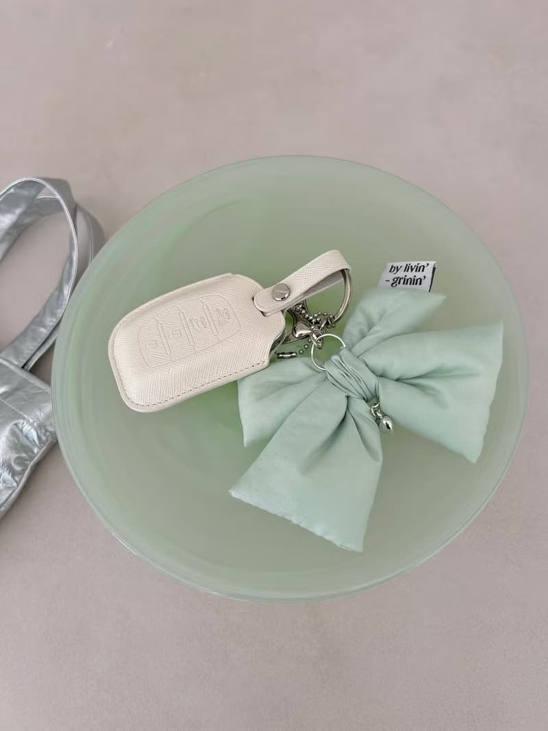 double ribbon keyring_pastel green