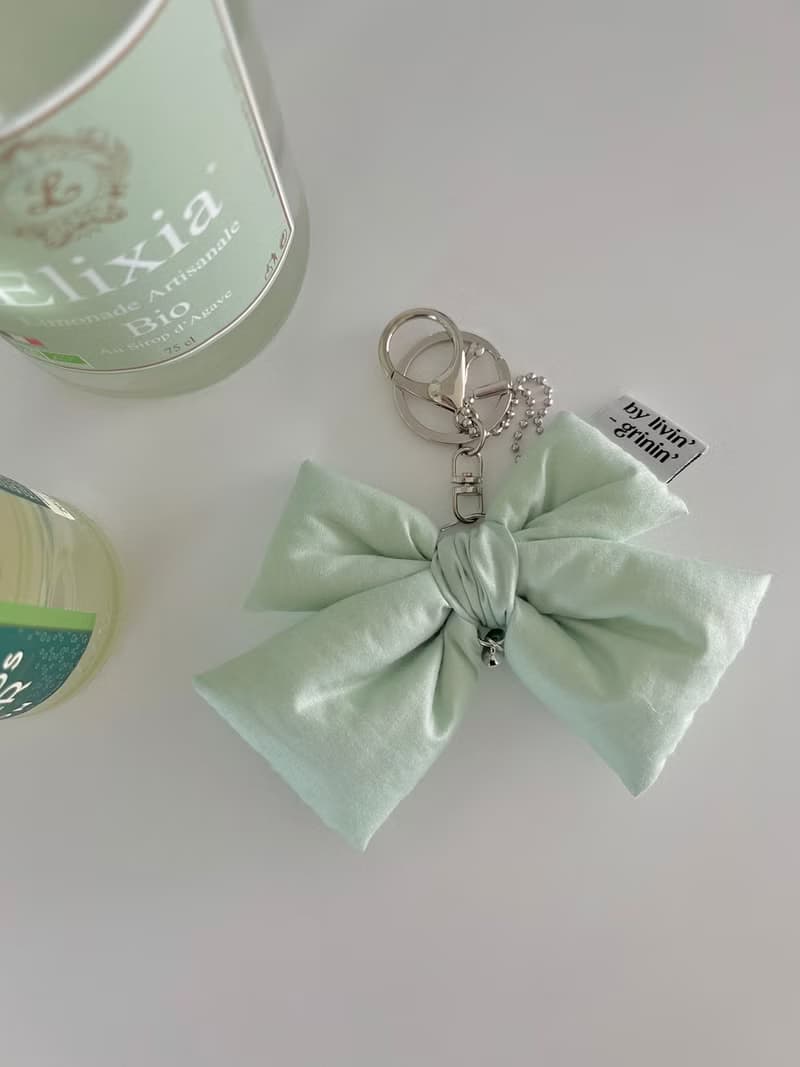 double ribbon keyring_pastel green