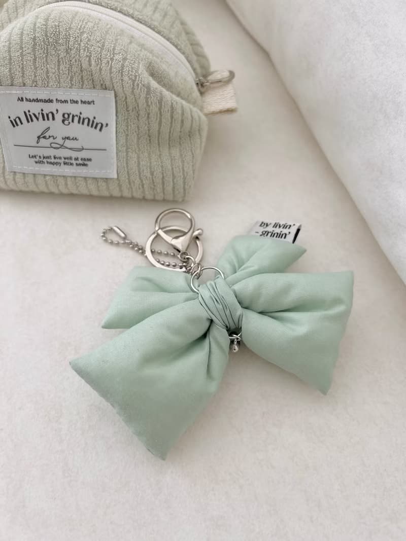 double ribbon keyring_pastel green