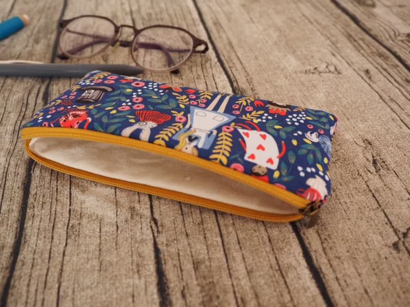 手工製作 海軍藍愛麗絲夢遊仙境 筆袋 眼鏡袋 餐具袋