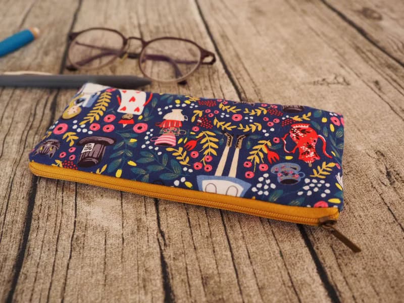 手工製作 海軍藍愛麗絲夢遊仙境 筆袋 眼鏡袋 餐具袋