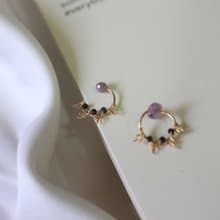 【禮物】Aurora 光芒系-薰衣草紫晶光芒耳環 減壓耳夾耳針