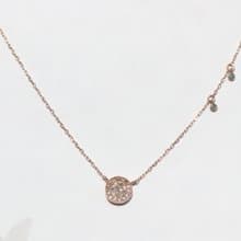 14K 香檳鑽復古圓牌項鍊