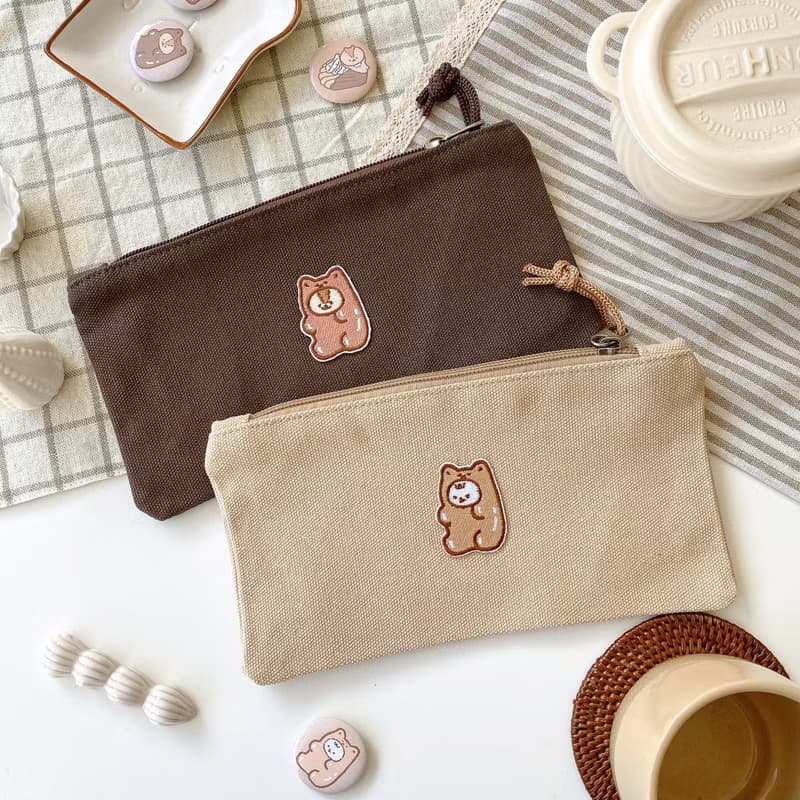 軟綿綿的刺繡筆袋/花生口味/巧克力口味