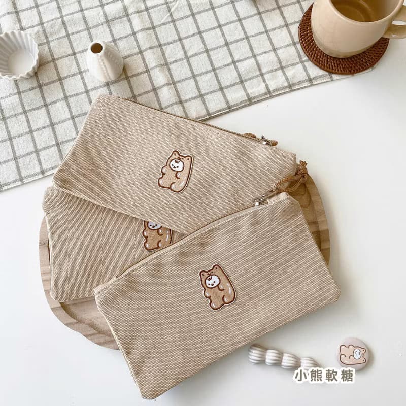 軟綿綿的刺繡筆袋/花生口味/巧克力口味