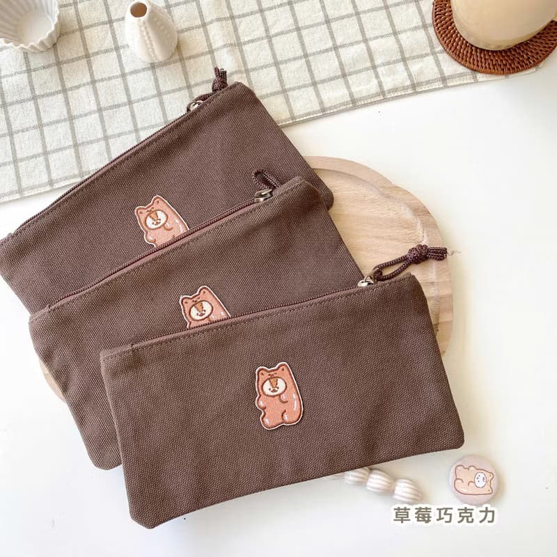 軟綿綿的刺繡筆袋/花生口味/巧克力口味