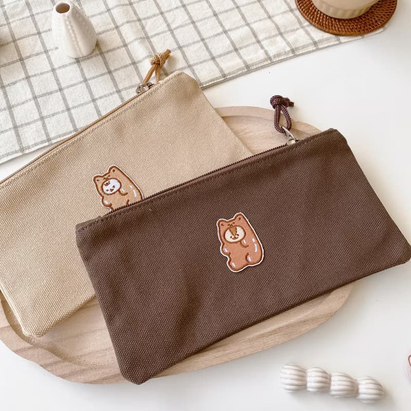 軟綿綿的刺繡筆袋/花生口味/巧克力口味