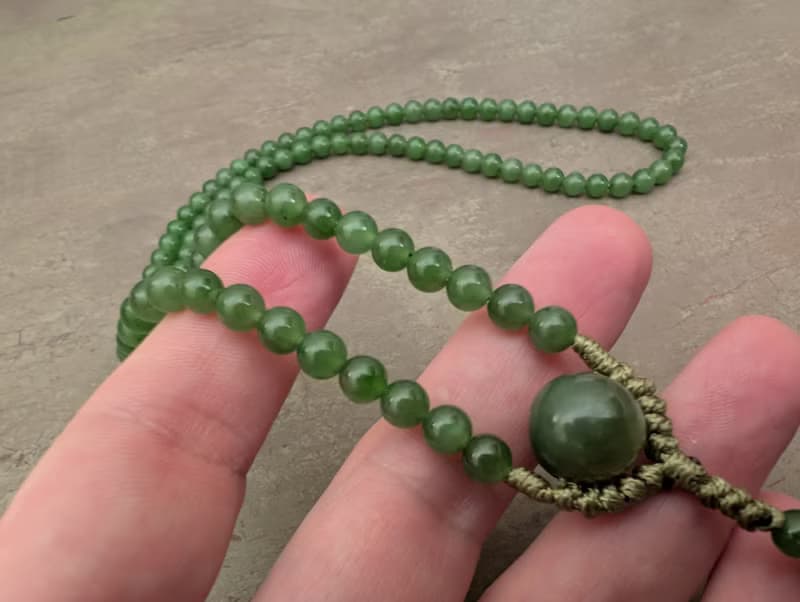 綠色正品天然俄羅斯玉軟玉項鍊馬拉祈禱 108 顆冥想珠
