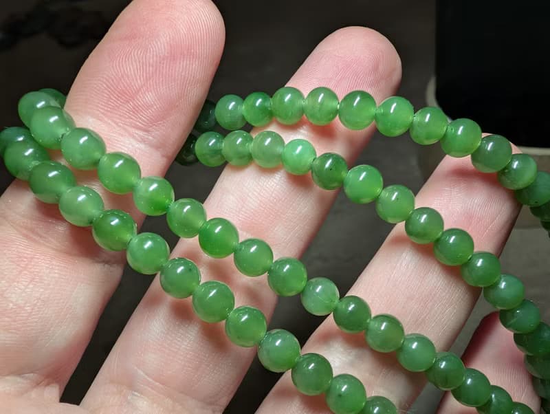 綠色正品天然俄羅斯玉軟玉項鍊馬拉祈禱 108 顆冥想珠
