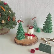 【聖誕禮盒】雪花聖誕樹蠟燭+嘴邊肉熊熊蠟燭組合附獨家明信片