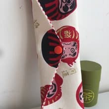 文青風環保筷袋  開運抱福 白  手作餐具袋.交換禮物.