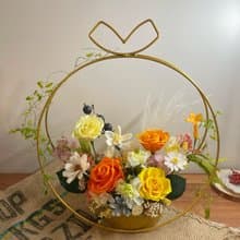 【永生花禮】黃橙色系列永生桌花/開幕花禮/升遷花禮/祝賀花禮