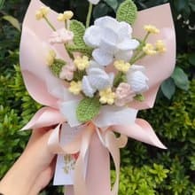 茉莉滿天星花束 手工針織花束 編織花 鉤織花 針織花 情人節禮七