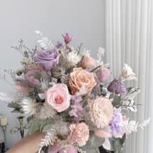 Flora Flower新娘永生花捧花-粉紅紫葳