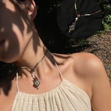 果凍綠螢石圖騰編織項鍊