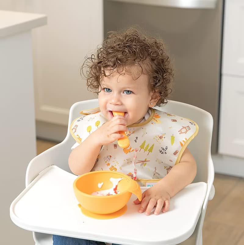 Bumkins 寶寶矽膠餐碗組(香橙黃)