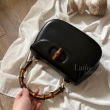 中古Gucci 黑金竹節南瓜包手提斜背兩用包