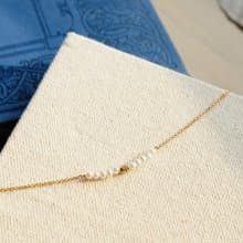 14K包金排鑽珍珠手鍊