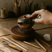 柴燒古銅金側把茶壺 / 小平凡手作