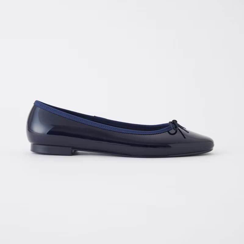 晴雨兩用 深藍色方頭平底雨鞋EMMA (NAVY)