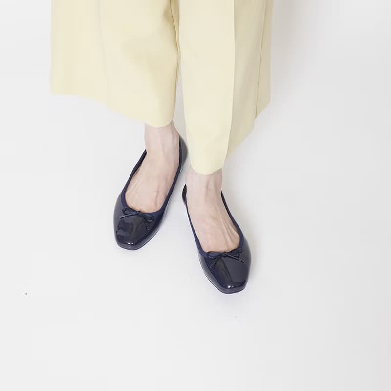 晴雨兩用 深藍色方頭平底雨鞋EMMA (NAVY)