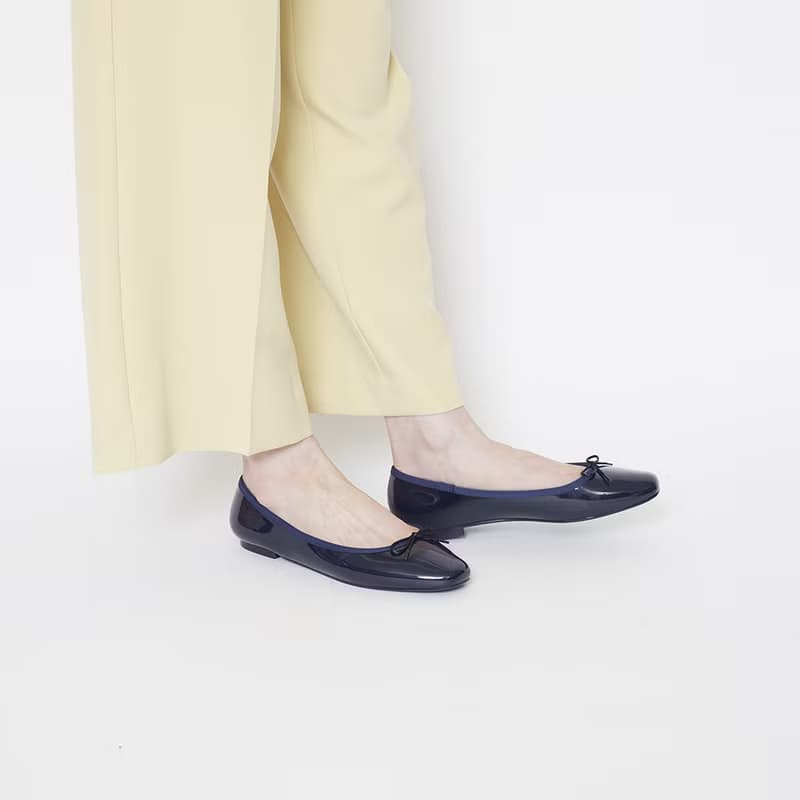 晴雨兩用 深藍色方頭平底雨鞋EMMA (NAVY)