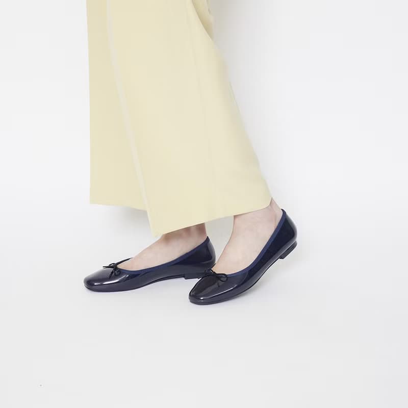 晴雨兩用 深藍色方頭平底雨鞋EMMA (NAVY)