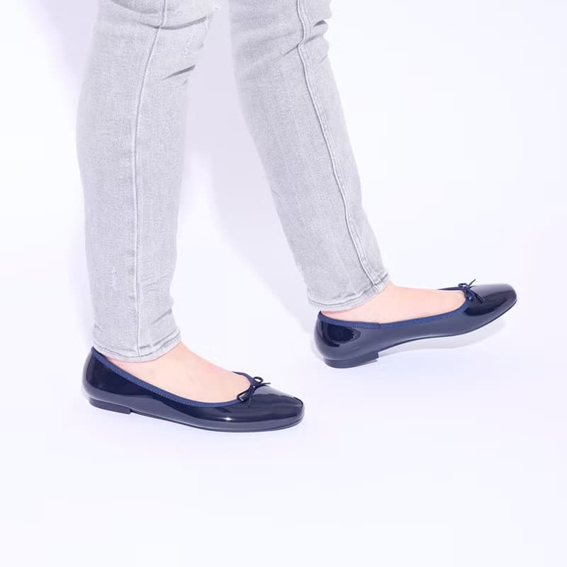 晴雨兩用 深藍色方頭平底雨鞋EMMA (NAVY)