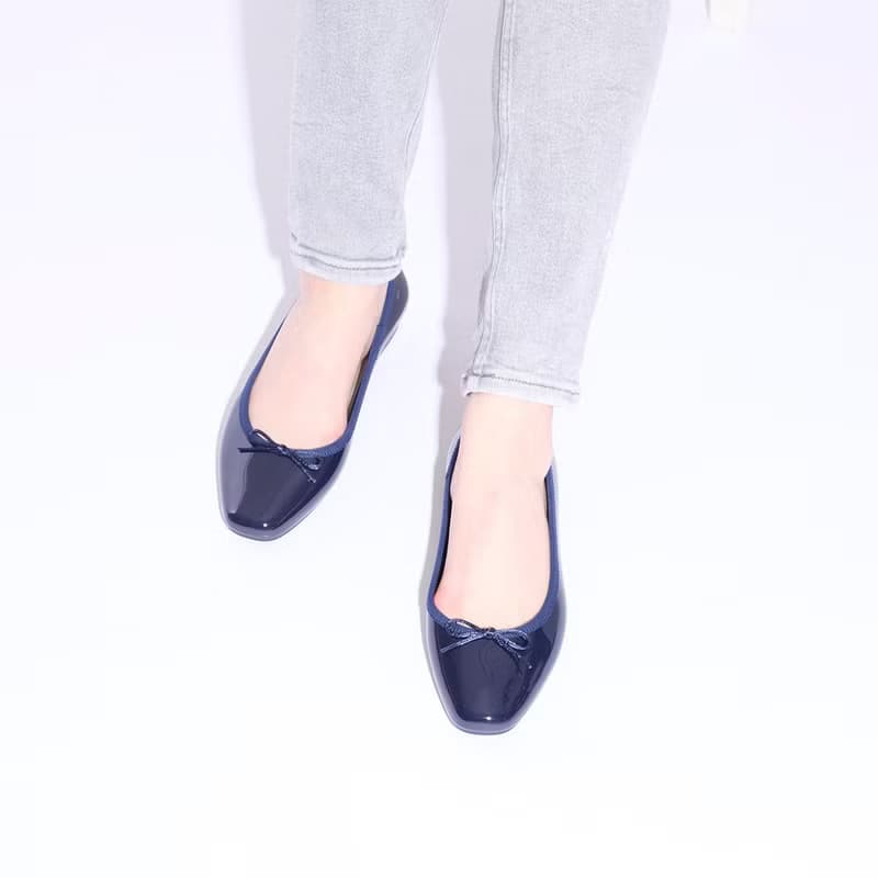 晴雨兩用 深藍色方頭平底雨鞋EMMA (NAVY)