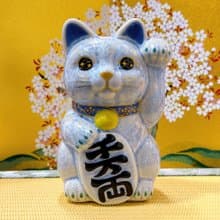 【銀藤守安】日本清水燒招財貓 | 花結晶 銀藤 - 千万両 左