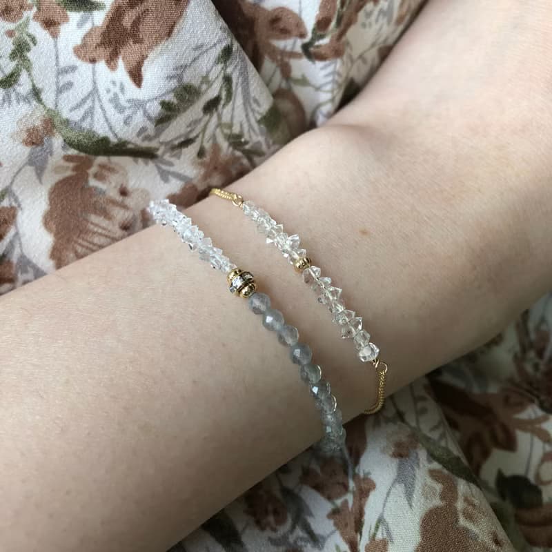 【四月生日石】無瑕 | 赫基蒙手鍊 長度可調 閃靈鑽