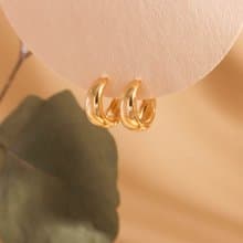 設計款冷淡風個性s925銀鍍18k金色耳扣耳環 銀色耳環 疊戴 禮物