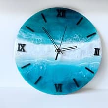 Aizen Beach wall clock, resin ocean clock with sea shell 壁飾 掛鐘 藍染 女 禮物 入厝禮物