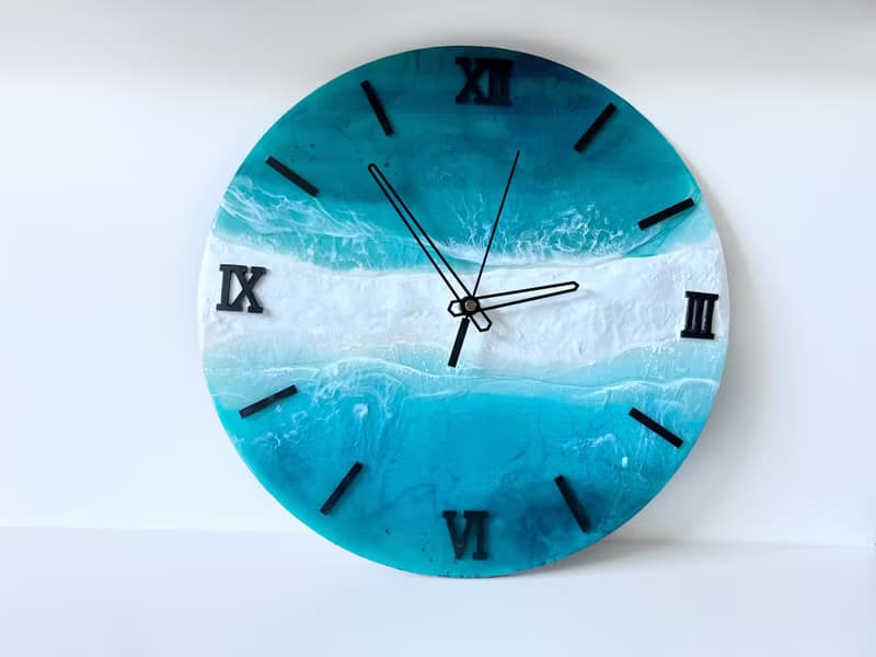 Aizen Beach wall clock, resin ocean clock with sea shell 壁飾 掛鐘 藍染 女 禮物 入厝禮物