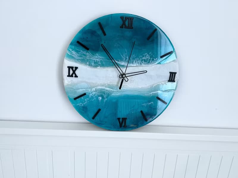 Aizen Beach wall clock, resin ocean clock with sea shell 壁飾 掛鐘 藍染 女 禮物 入厝禮物