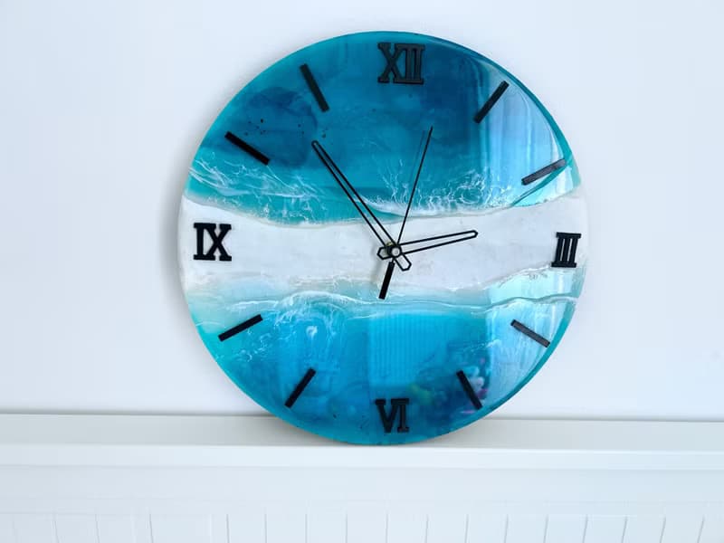 Aizen Beach wall clock, resin ocean clock with sea shell 壁飾 掛鐘 藍染 女 禮物 入厝禮物