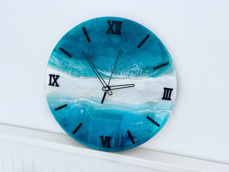 Aizen Beach wall clock, resin ocean clock with sea shell 壁飾 掛鐘 藍染 女 禮物 入厝禮物