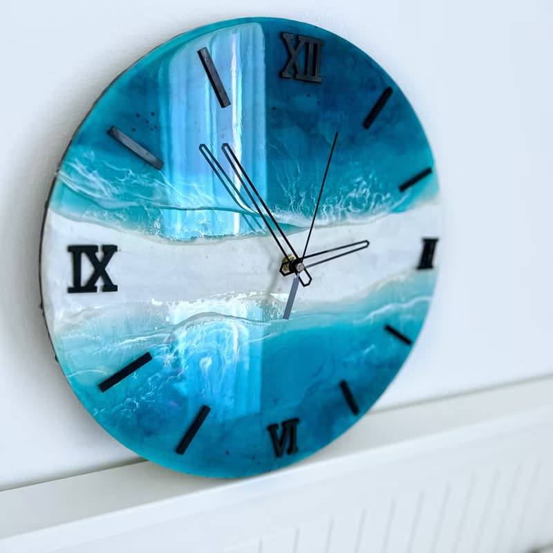 Aizen Beach wall clock, resin ocean clock with sea shell 壁飾 掛鐘 藍染 女 禮物 入厝禮物