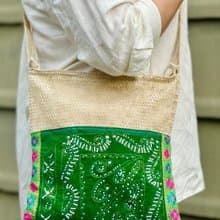 手工刺繡 珠綉 藤編 斜背包 肩背包 側背包 手袋 斜孭袋