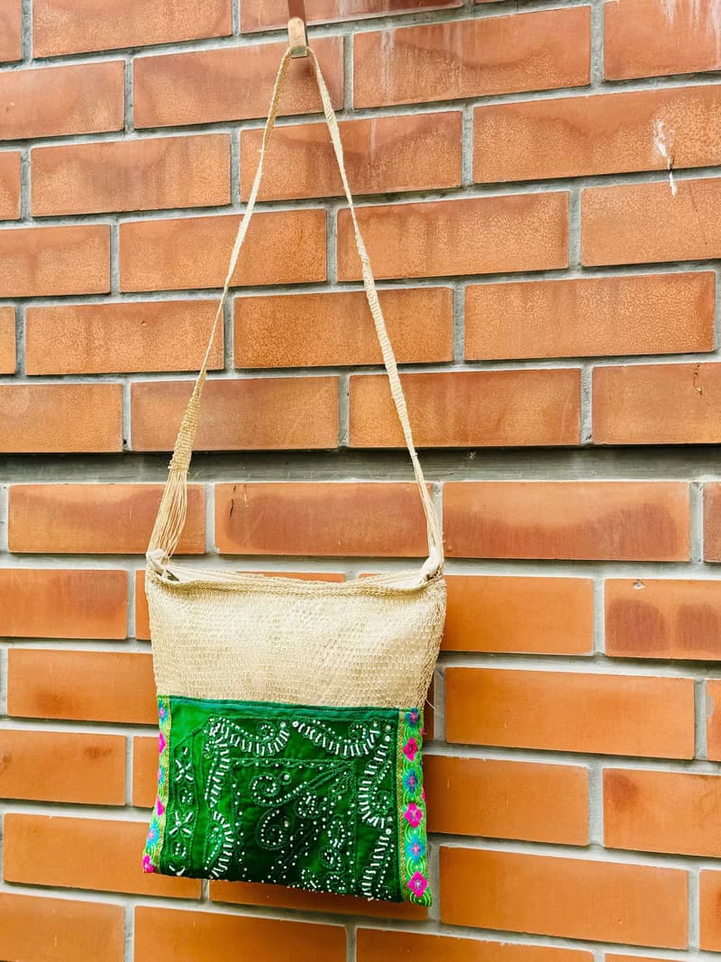 手工刺繡 珠綉 藤編 斜背包 肩背包 側背包 手袋 斜孭袋