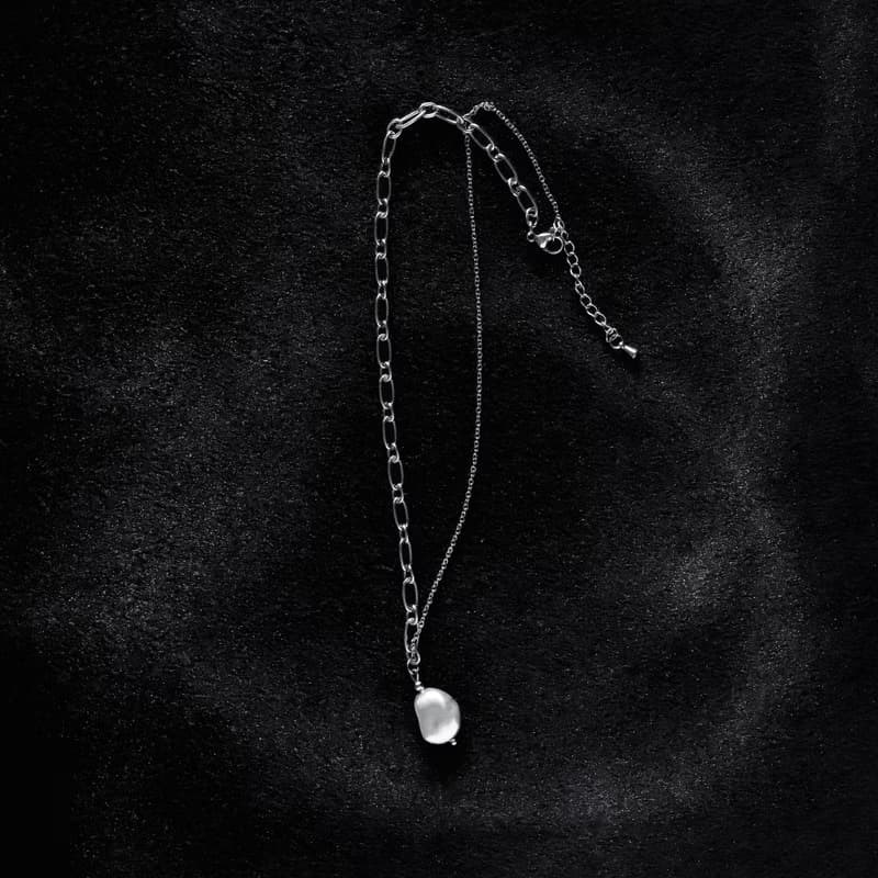Baroque Pearl Chain Necklace (silver)