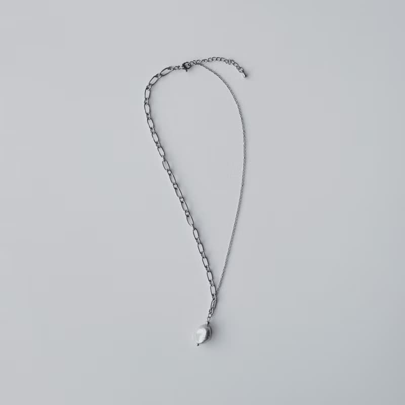 Baroque Pearl Chain Necklace (silver)