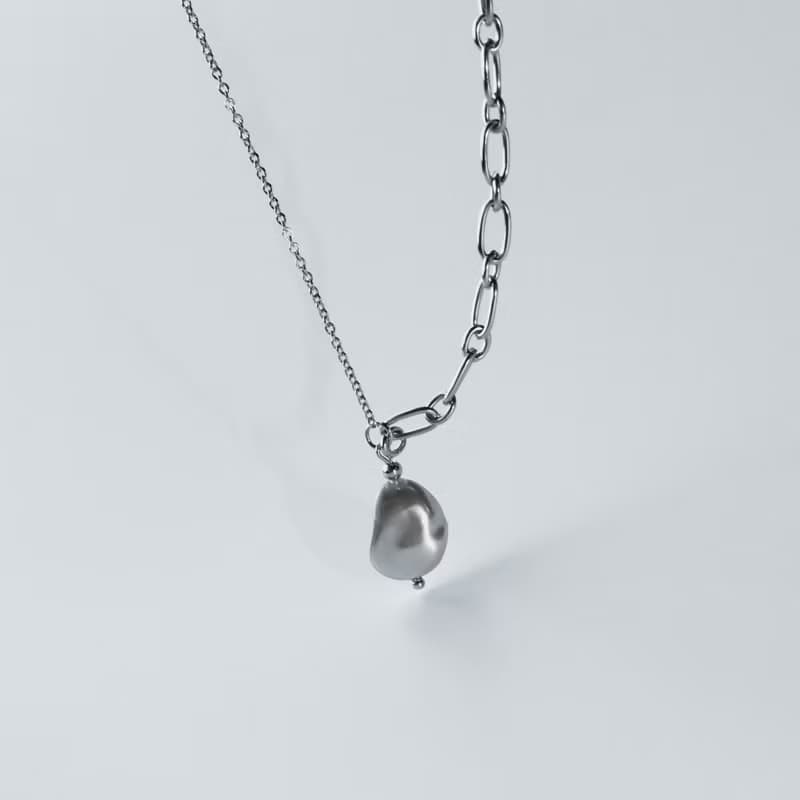 Baroque Pearl Chain Necklace (silver)