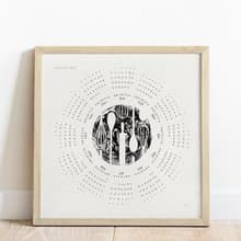 Black Beige Vintage 2025 Printable Calendar with Cooking Utensils Monotype Print