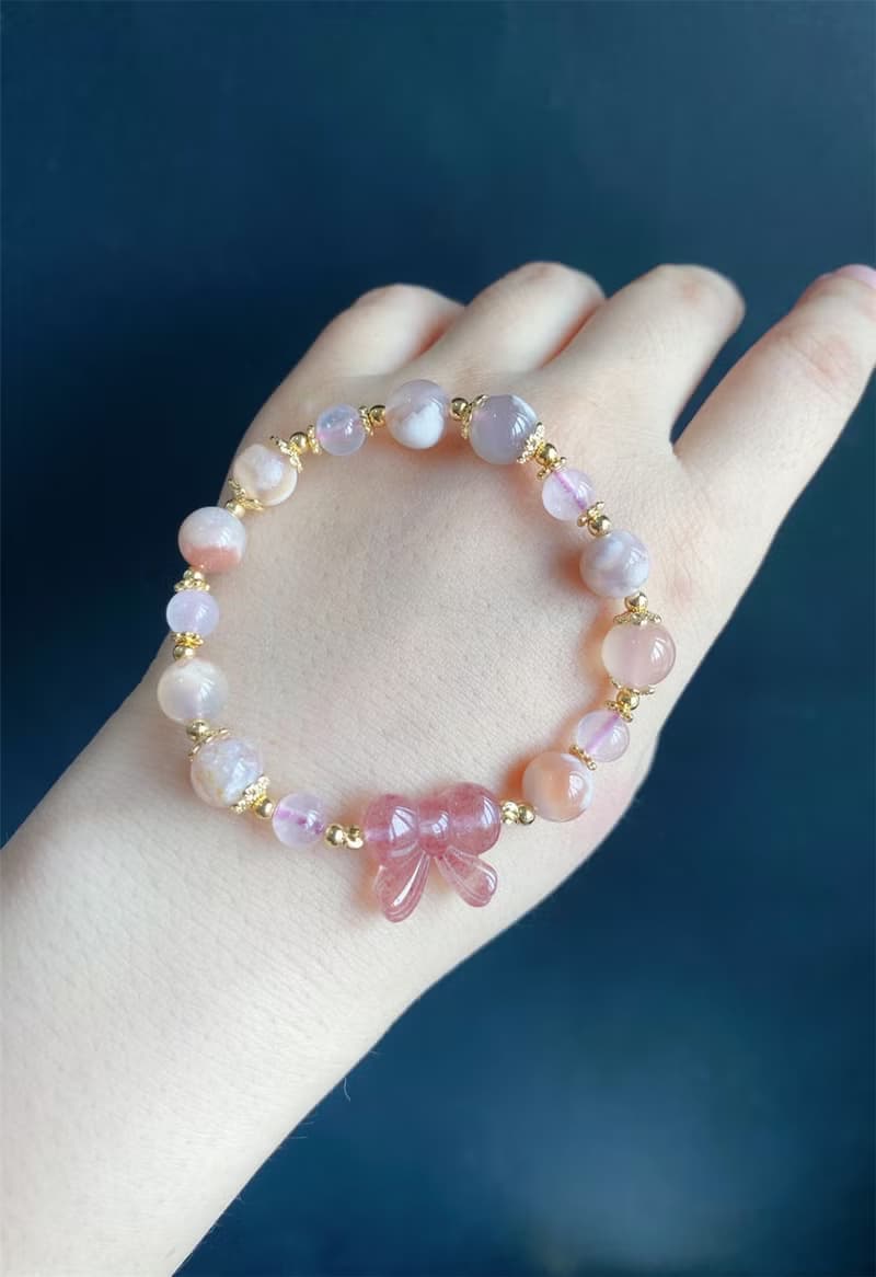 永恒的花 櫻花瑪瑙 蝴蝶結 設計款 手鍊 禮物 閨蜜 生日