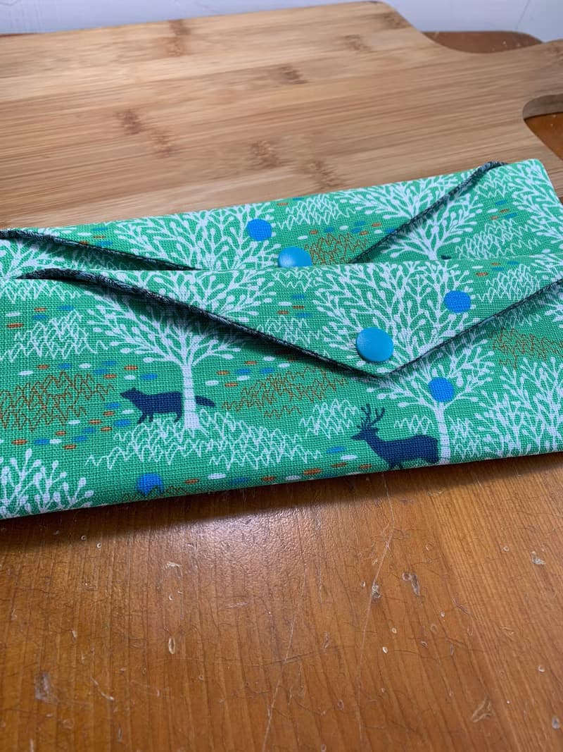 文青風環保筷袋  雪白森林 青草綠  手作餐具袋.交換禮物.