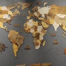 Desert Colors-Wood World Map-Wall Decoration for Homes and Offices